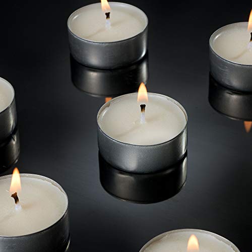 12 Pack White Unscented Tealight Candles - 3.5 Hour Smokeless & Dripless Paraffin Tea Candles For Home, Travel, Weddings, Shabbat, & Emergencies #TOP1
