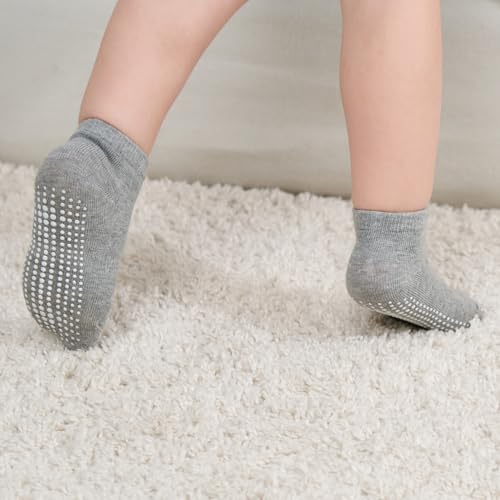 Image of Zaples Baby Non Slip Grip Ankle Socks with Non Skid Soles for Infants Toddlers Kids Boys Girls