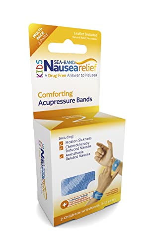 Sea-Band Pulseira de acupressão anti-náusea para enjôo, tamanho infantil, 2 pares