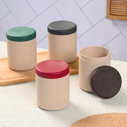Image of Eha Earth Friendly Canister Set of 4 Made with Rice Husk| Kitchen Jar 400ml | Storage and Containers | Air tight containers for kitchen storage | Multidark