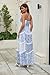 ABYOVRT Women Floral Maxi Dress Spaghetti Straps V Neck Patchwork Flowy Boho Sundress Tiered Long Dresses (Blue,L)