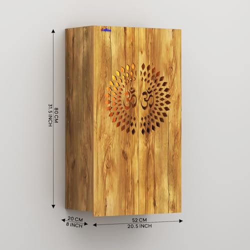 Image of Anikaa Spirit Engineered Wood LED Light Wall Temple Puja Stand Pooja Modern Designe Temple Mandir for Office & Home Decoration - Giantwood (D.I.Y - Do-It-Yourself)