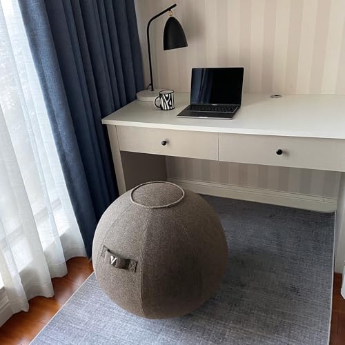 Image of Sitting Ball Chair for Office and Home, Pilates Exercise Yoga Ball with Cover for Balance, Stability and Fitness, Ergonomic Posture Exercise Ball Seat with Handle and Pump