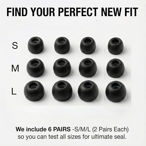 Replacement Memory Foam Ear Tips for Apple AirPods Pro 3 (2025 3rd Gen) - Anti-Slip Earbud Tips for Airpod Pro Ear Tip Replacement with Wax Guard (Black, S/M/L (2 Pairs Each)) - image 5