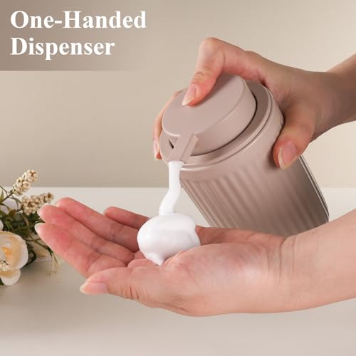 Image of BosilunLife Foam Hand Soap Dispenser - Ceramic Foaming Soap Dispenser for Bathroom 12oz Refillable Liquid Lotion Soap Dispenser with Rust-Proof Foaming Pump for Countertop