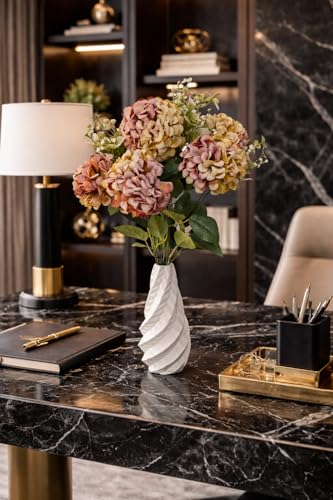 Image of Premium Combo Artificial Flower Bouquet with Ceramic Vase | 7 Head Real Touch Flowers | Luxury Home Decor for Living Room Bedroom Office Center Table(ND-15)