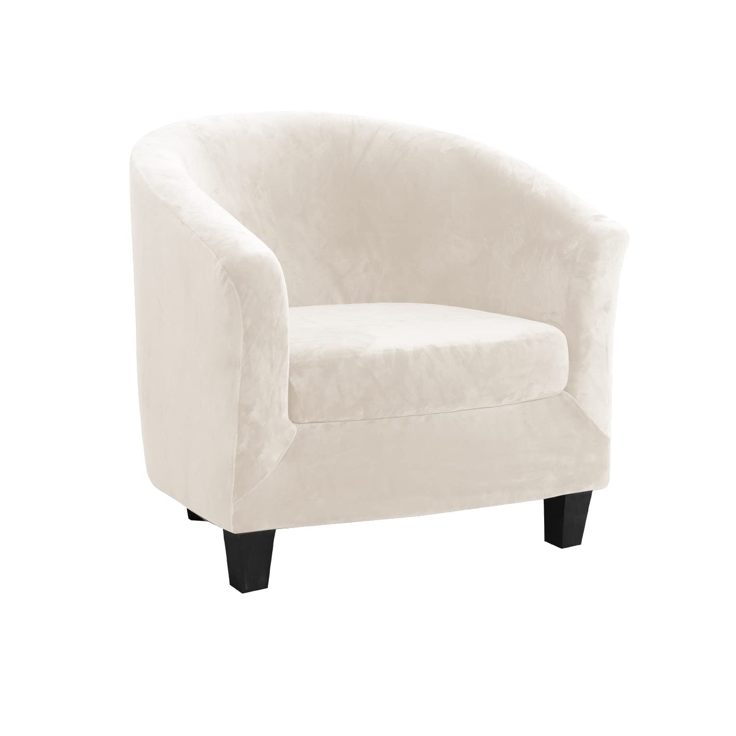 zhonghua Velvet Tub Chair Cover, Tub Chair Cover High Stretch Armchair Sofa Slipcover Couch Cover for Dining Living Room (Beige)