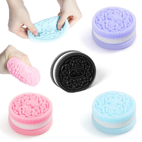 Stress Relieving Squeeze Music, 4Pcs Or eo Biscuit Stress Relief Toy, Taba Squishy, Pinching Biscuit Simulation Toy Fufu Squishy Stress Relief Toy
