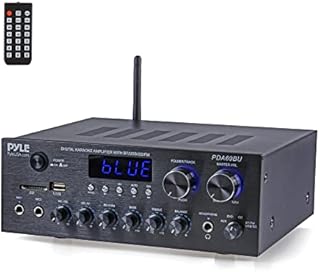 Pyle Bluetooth Home Audio Amplifier Receiver Stereo 300W Dual Channel Sound Audio System w/MP3, USB, SD, AUX, RCA, MIC, Headphone, FM, LED, Reverb Delay, for Home Theater Speakers, Studio - PDA69BU