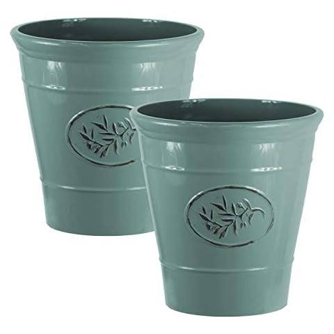 Country Style Gloss Plastic Planter Set of 2 Cover