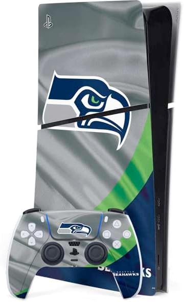 Skinit Decal Gaming Skin Compatible with PS5 Slim Digital Edition Bundle - Officially Licensed NFL Seattle Seahawks Black & White Design