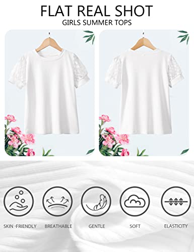Girls Shirts Size 5-6 Years Old Girls Clothes Summer Kids Lace Hollow Short Sleeve Tops Girls Fashion White Shirt Cute T-Shirt Tops Blouse #TOP4