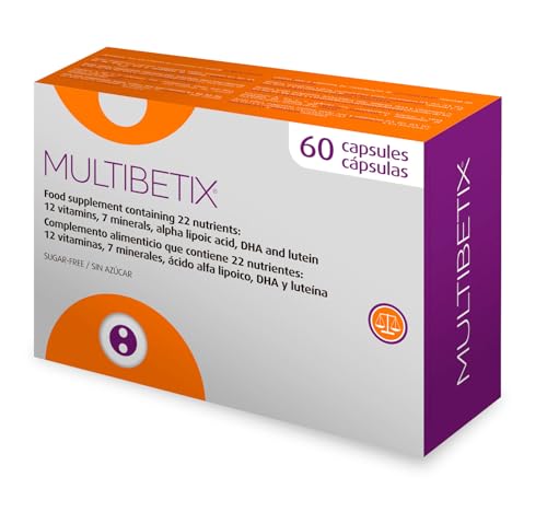 Multibetix Complemento Alimenticio para Diabéticos, 60 Comprimidos, 22 Nutrientes con Vitaminas, Minerales, DHA y Luteína