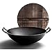Wok do smażenia mieszanego, wok, patelnia z płaskim dnem, patelnia z mniejszym oparciem, żeliwo podwójne ucho okrągłe dno wok, 32 cm
