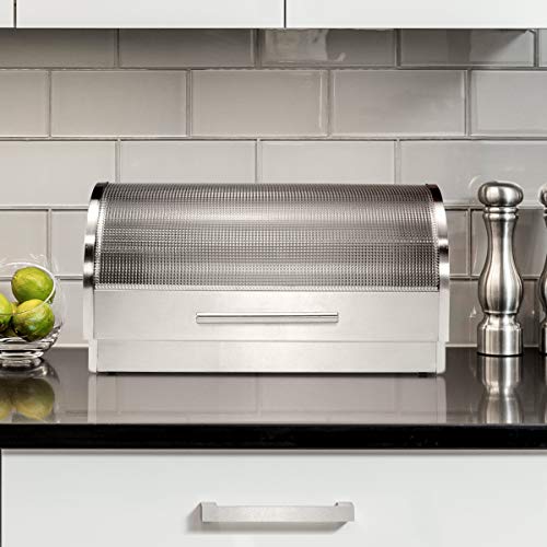 Oggi-Stainless-Steel-Roll-Top-Bread-Box-for-Kitchen-Countertop-with-Tempered-Glass-Lid-Fits-Multiple-Large-Loaves-of-Bread-and-Other-Freshly-Baked-Goods-Including-Cookies-Bagels-Muffins