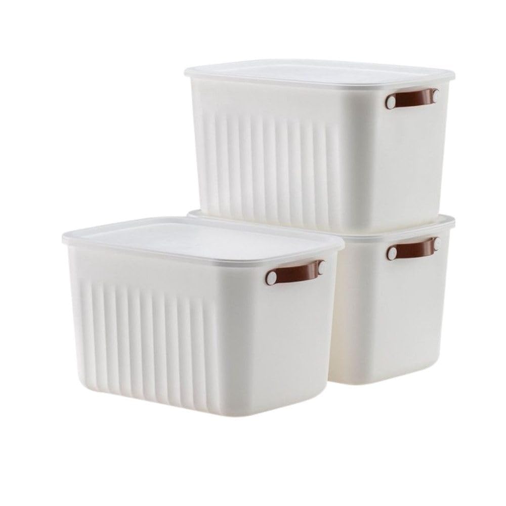 HOPS Storage Box with Lid, Set of 3, 20L-15L -10L BPA-Free Plastic, Nestable and Stackable