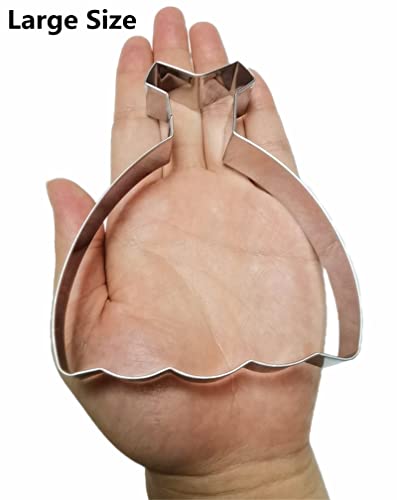 Large Size Dress Shaped Cookie Cutter, Stainless Steel Off-The-Shoulder Wedding Dress Princess Dress Cookie Cutter, 4.3 Inches #TOP1