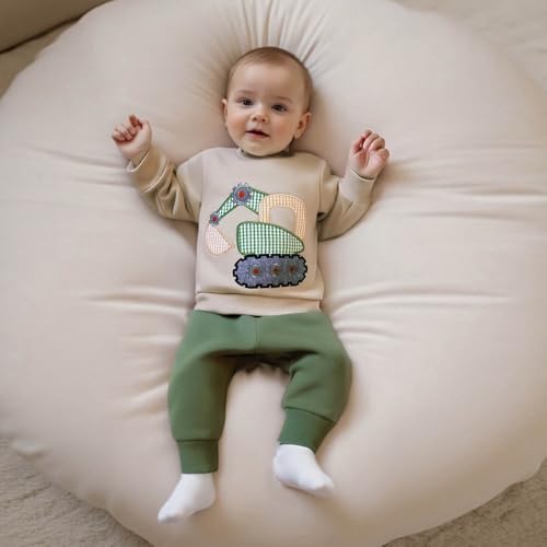 Toddler Baby Boy Fall Winter Outfit Excavator Embroidered Long Sleeve Sweatshirt Elastic Jogger Pant 2 Pcs Clothes4