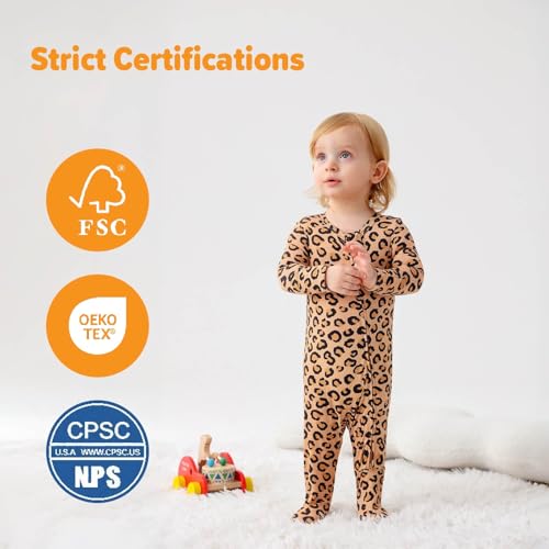 Image of Baby One-Piece Footies Long Sleeve Rompers 2-Way Zipper, Viscose from Bamboo Baby Bodysuit Clothes for Boys Girls