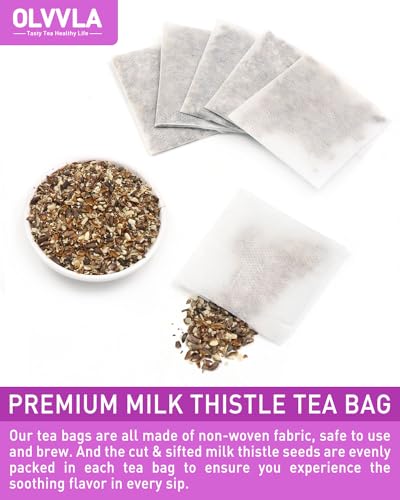 Image of Olvvla - Premium Milk Thistle Tea Bags - 3g X 70 Count - 100% Pure Natural Milk Thistle Seed Herbal Tea - Caffeine-free - Non-GMO