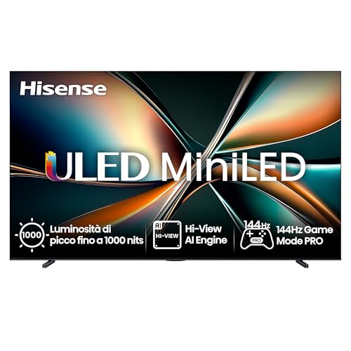 Hisense Tv 85" Mini-Led 144Hz 4K 85U7Q, Smart Tv Vidaa U8, Dolby Vision Iq, Hdr 10+ Adaptive, Game Mode Pro, Dolby Atmos 2.1 Con Subwoofer, Alexa Buil