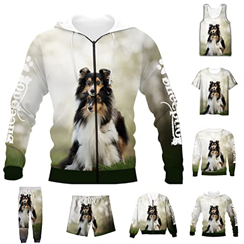 3D Full Print Animal Shetland Sheepdog T-Shirt/Sweatshirt/Zip Hoodies/Thin Jacket/Pants Casual Suit #TOP1