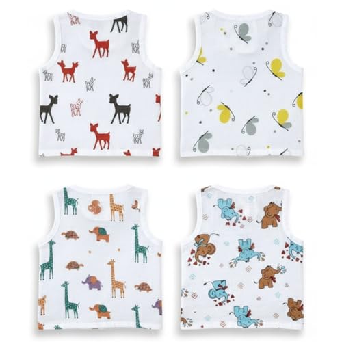 Image of The Boo Boo Club Unisex Organic Cotton Baby Jhabla|Pack of 4 Newborn Sleeveless Jabla|3 to 6 Months Infant Summer Wear|Soft&Breathable Muslin Fabric Easy Button Closure Regular Fit Vest,Multicolor