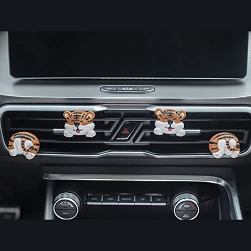 Image of Cute Air Vent Clips, Creative Animal Head and Tail Cartoon Car Air Freshener Vent Clip Car Fragrance Diffuser Perfume Air Conditioner Outlet Vent Clips Decorations, Tiger