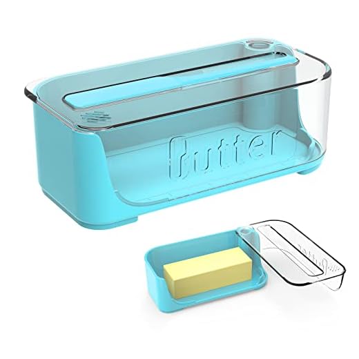 Butter Dish with Lid and Knife, Chesbung Butter Holder for Countertop, Butter Keeper Tray for West/ East Coast Butter, Covered Butter Container Butter Crock for Refrigerator (Blue)
