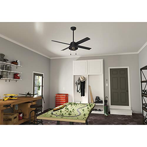 Hunter Spring Mill Indoor / Outdoor Ceiling Fan with LED Lights and Pull Chain Control, 52", Matte Black Hunter Spring Mill Indoor / Outdoor Ceiling Fan with LED Lights and Pull Chain Control, 52", Matte Black