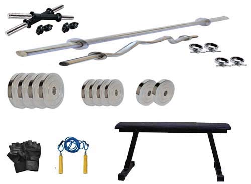 PROTONER 25 kgs with 4 Rods with Flat Bench Home Gym Package-image-48