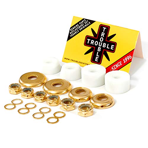 Trouble Skateboards BH1 Trouble Bushings For Skateboard Trucks • Hard 100A • Cushion Rebuild Bushing Kit • White/Gold thumb #1