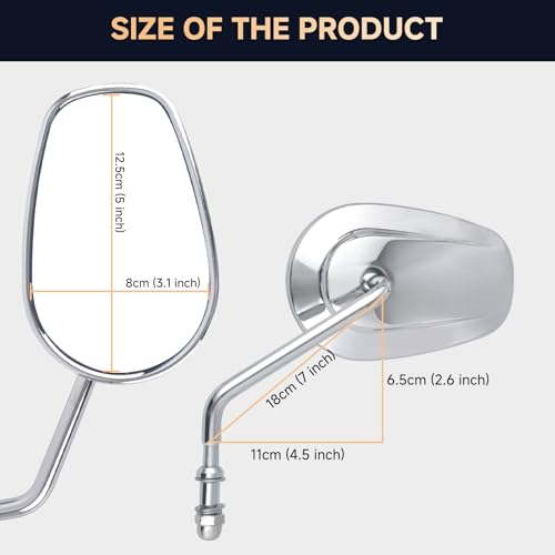 Image of Chrome Sportster Mirrors Motorcycle Handlebar Side Mirrors Long Stem 8mm Rear View Mirrors Compatible with Harley Road King,V-ROD, Sportster, Dyna, Softail, Street Electra Road Glide (1982-2025)