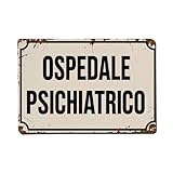 Psychiatrisches Krankenhausschild, Musterdruck, Blechschild, Retro-Metallschild für Café, Bar, Pub, Zuhause, Spielzimmer, Fitnessstudio, Club, Wanddekoration, Vintage-Metallposter, 20,3 x 30,5 cm