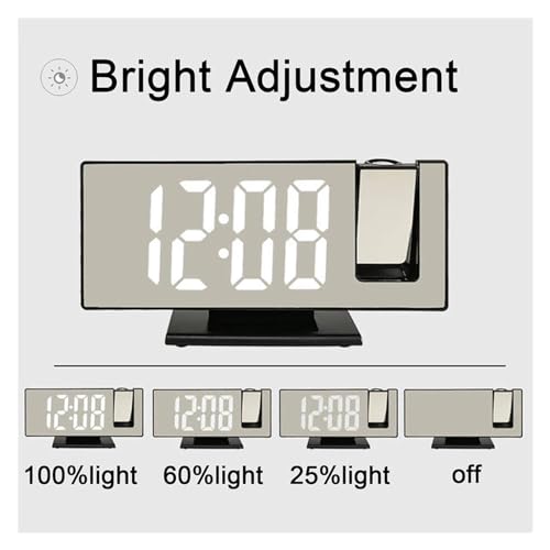 Reloj despertador electrónico proyección LED digital espejo y radio FM mesa 5