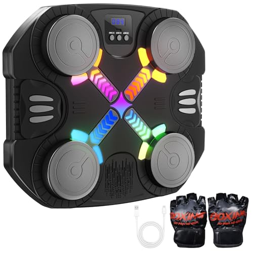 Esnowlee Máquina de Boxeo Musical para Niños, Máquina de Boxeo Bluetooth Montada en Pared con Guantes, Luces y Retroalimentación Sonora, Niños y Niñas de 3 a 12 Años (Negro) Esnowlee Máquina de Boxeo Musical para Niños, Máquina de Boxeo Bluetooth Montada en Pared con Guantes, Luces y Retroalimentación Sonora, Niños y Niñas de 3 a 12 Años (Negro)