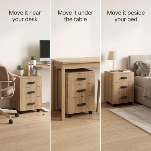 Image of FFO Modern Bedside Table with Drawer & Open Shelf, Wooden Top with Metal Frame, Compact Nightstand for Bedroom, End Table for Living Room