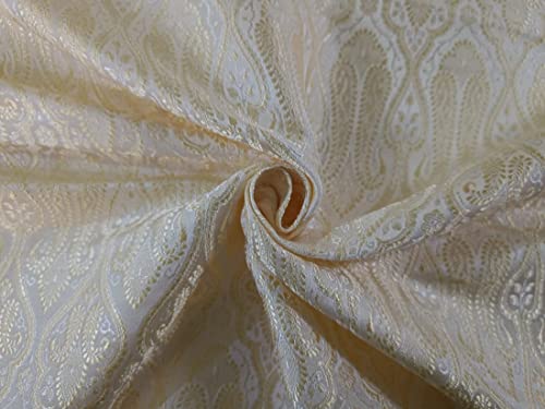 Brocart de soie cachemire doré unique pour haute couture de luxe