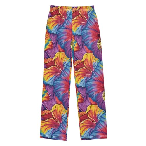 ALAZA Hibiscus Flower Colorful Pajama Lounge Pants Long Sleep Pajama Bottoms with Pockets