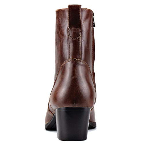 OSSTONE Dress Boot for Men Leather Chukka Designer Boots Calfskin Casual Heel Shoes Footwear Zipper-up OS-JY002-Black-Calfskin-US3