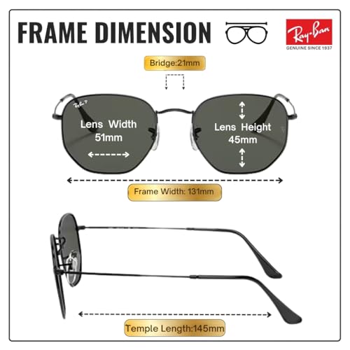 Image of Ray-Ban RB3548N HEXAGONAL FLAT LENSES Square-Round Shape Sunglasses for Men & Women with Official Eyewear Kit