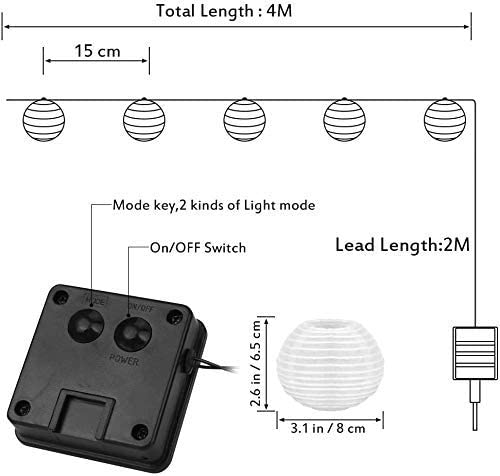 Solar Lanterns,Outdoor Solar Fairy Lights, 6 m, 30 LED lanterns, 2 Modes, IP 65 Waterproof LED Lanterns String Lights for Garden, Yard, Balcony, Wedding, Party Decoration Warm White