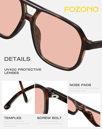 Stylish Aviator Sunglasses for Women Men Retro Trendy Square Shades UV Protection4