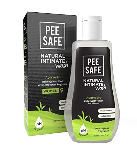 Pee Safe Intimate Wash For Women Natural Ayurvedic with Lemongrass Fragnance and 100% Alcohol-Free - 105ml and Natural Intimate Wipes (Pack of 10 Wipes)