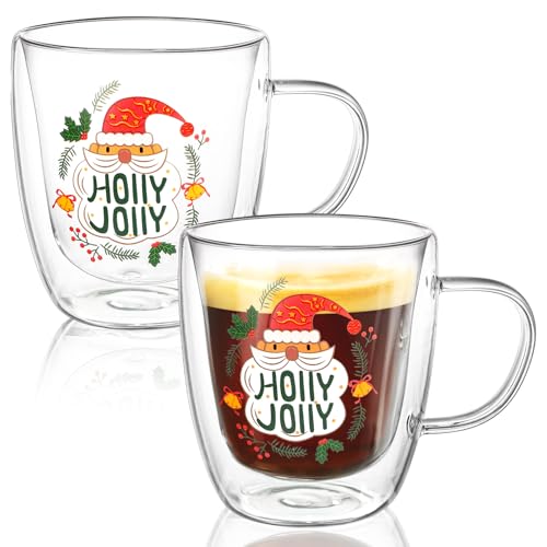 yarlung 2 Pack Christmas Glass Coffee Mugs...