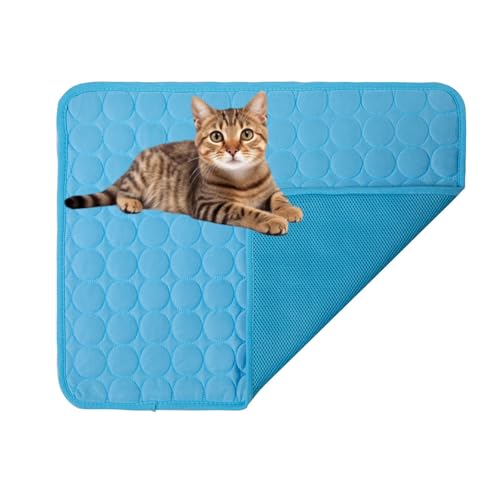 mcrwpei Kittra Cooling Mat for Cats Kittra Cooling Mat for Cats Dogs Cool and Bed for Cats Easy Clean Summer (Blue M: 25 * 20in)