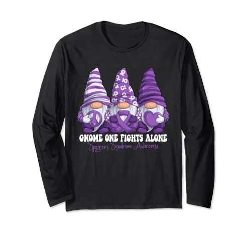 Sjogren's Syndrome Awareness Mes Purple Ribbon Gnomies Manga Larga