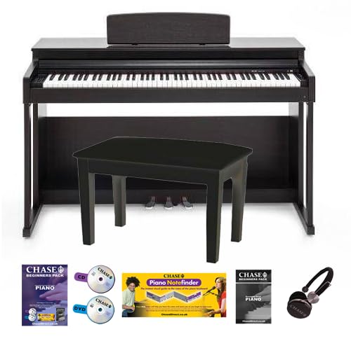 CHASE CDP 357 GRAND DIGITAL PIANO 88 NOTES FULLY WEIGHTED HAMMER ACTION KEYS, 357 VOICES, 192 POLYPHONY & LCD FULL CABINET & SLIDING LID CHASE HEADPHONES AND CHASE TUTORIAL PACK