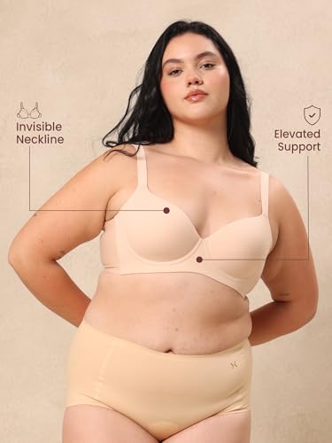 Image of Krvvy T-Shirt Bra for Women | Medium Coverage | Padded & Molded Cups for Flawless Silhouette | Seamless & Comfortable Fit | for Cup Sizes A, B, C