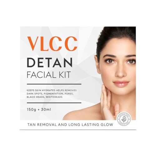 VLCC De-Tan Facial Kit – 180g (150g+30ml) | For Tan Removal | Hydrates, Helps Removes Dark Spots, Pigmentation, Pores, Blackheads & Whiteheads | With SPF 15+ Moisturizer